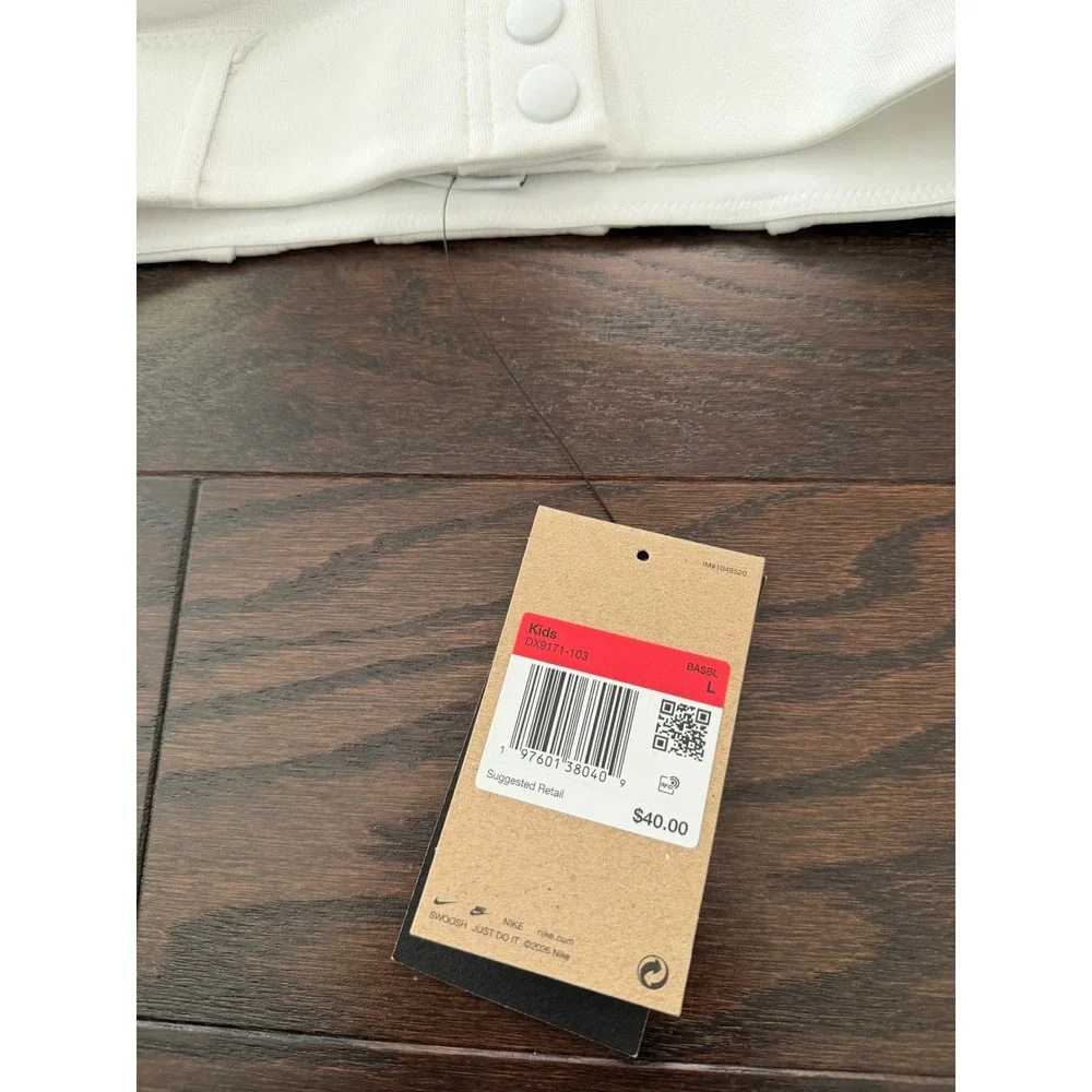 Nike Kids Baseball Pants White Blue Side Stripe DX9171-103 Large NEW